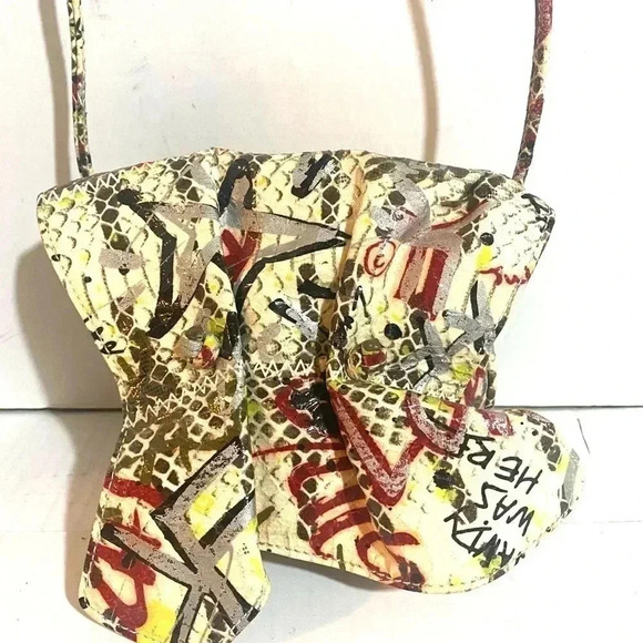 Carlos falchi small graffiti tatto Python print crossbody handbag - Picture 6 of 13